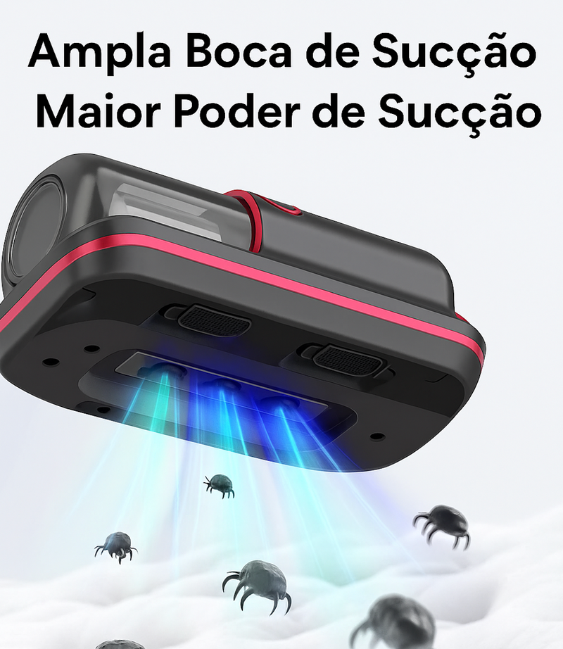 Mini Aspirador Antiácaro com Luz UV | Portátil, Potente e Silencioso