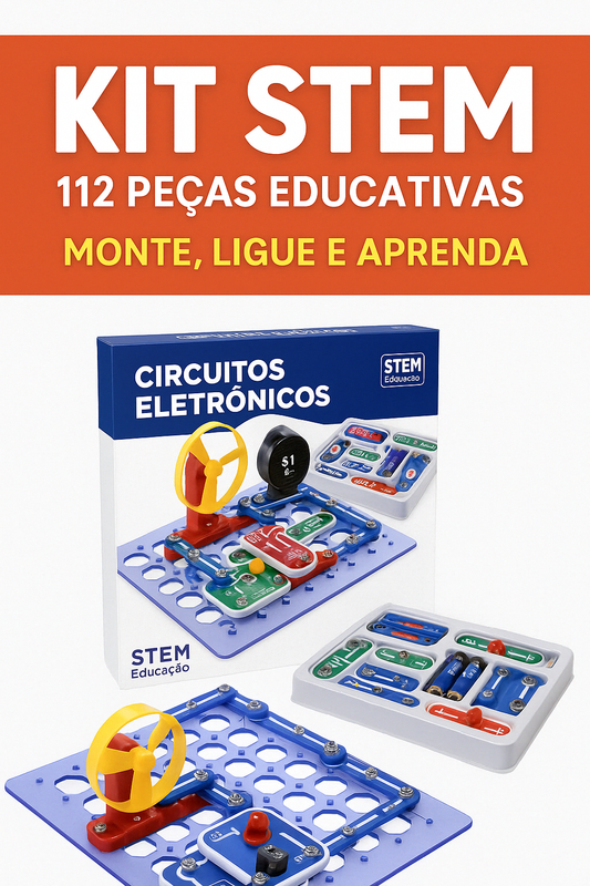 Kit de Circuitos Elétricos Educativo STEM – 112 Peças | Brinquedo Infantil Inteligente