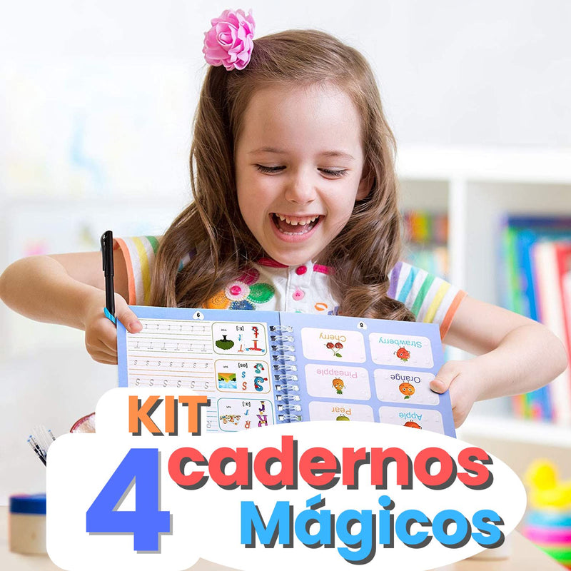 KIT - 4 Cadernos Mágicos de Caligrafia