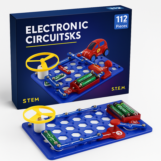 Kit de Circuitos Elétricos Educativo STEM – 112 Peças | Brinquedo Infantil Inteligente
